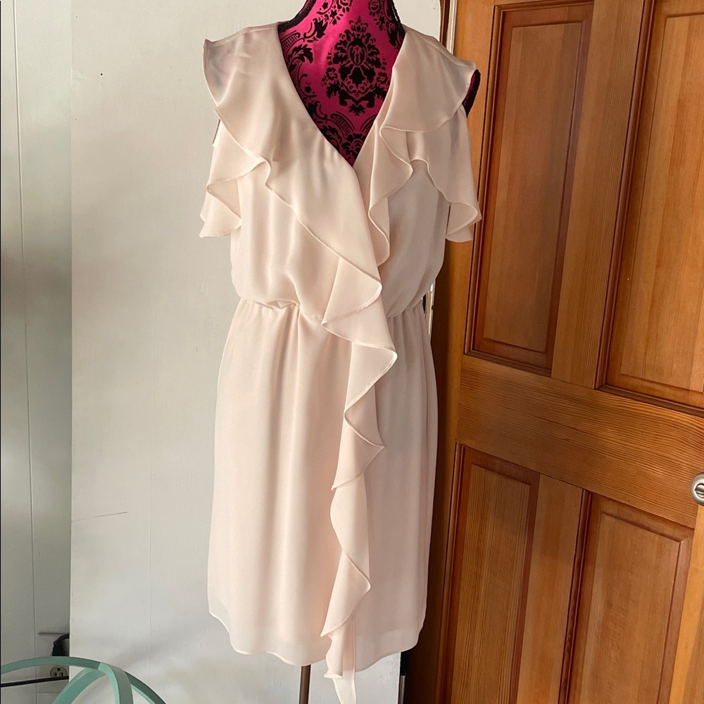 Saks Fifth Avenue Cream Ruffle Midi Dress